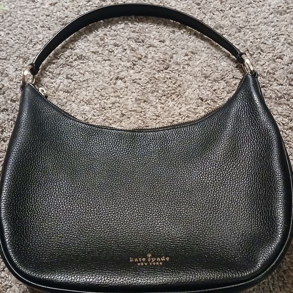 👜 Kate Spade Weston Hobo Shoulder Bag | Black Pebbled Leather | Gold Hardware - Picture 6 of 8
